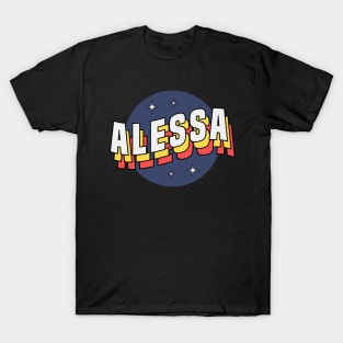 Alessa - Colorful Layered Retro Letters T-Shirt